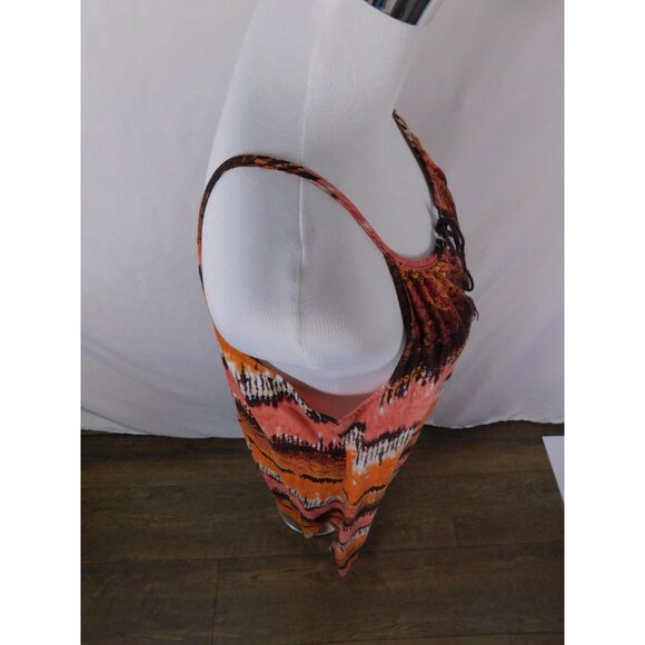 Mlle Gabrielle Dress Womens 1X Orange Boho Maxi Sleeveless Tassel Tie Dye Print - Picture 8 of 12